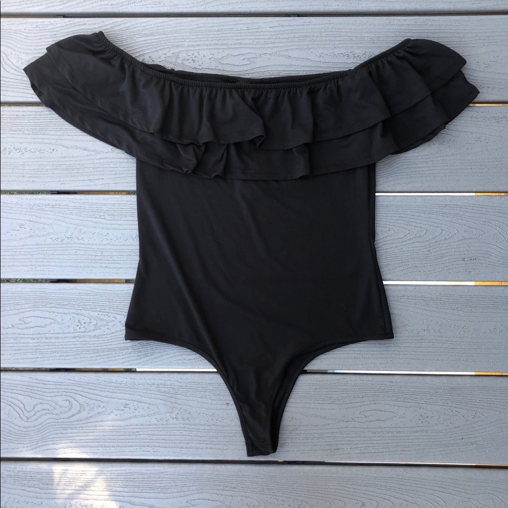 rue21 ruffle off the shoulder bodysuit